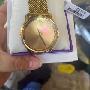 Movado Bold Gold Mesh Wristwatch NWT and Box